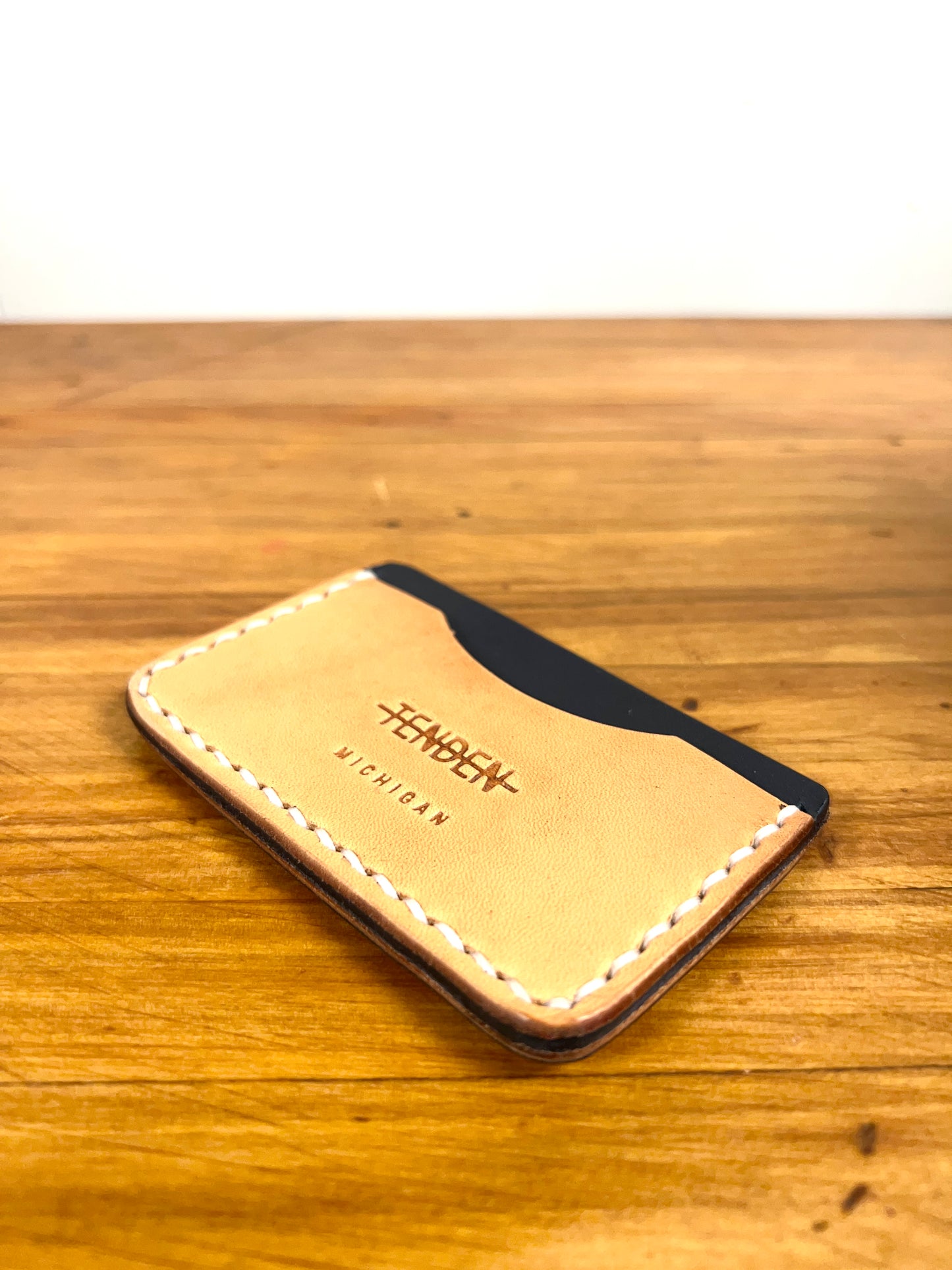 Leather Cardholder Navy/Natural