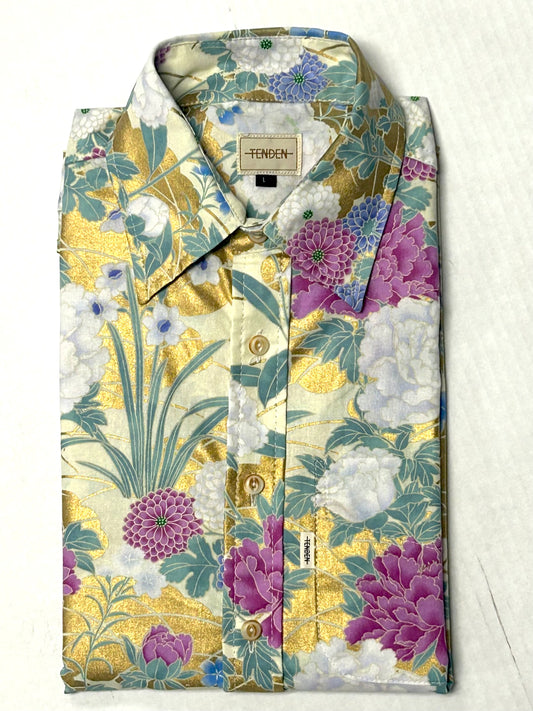 Peonies & Mums short sleeve shirt