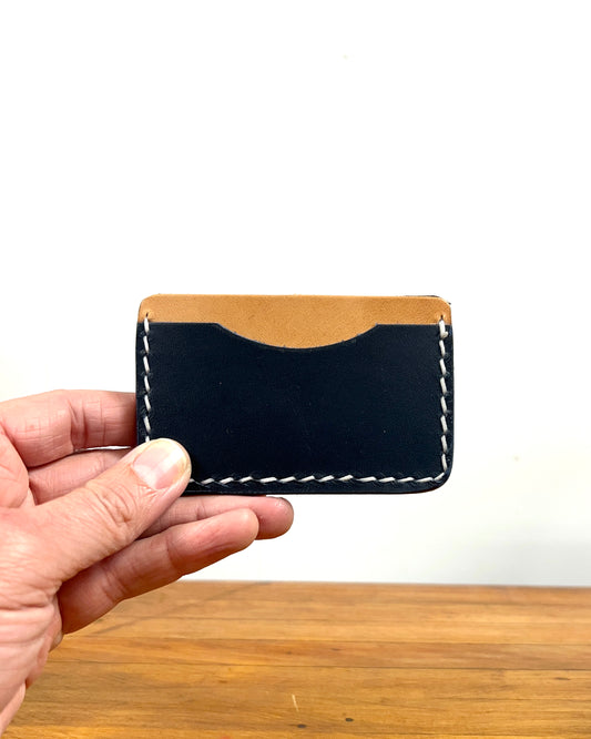 Leather Cardholder Navy/Natural