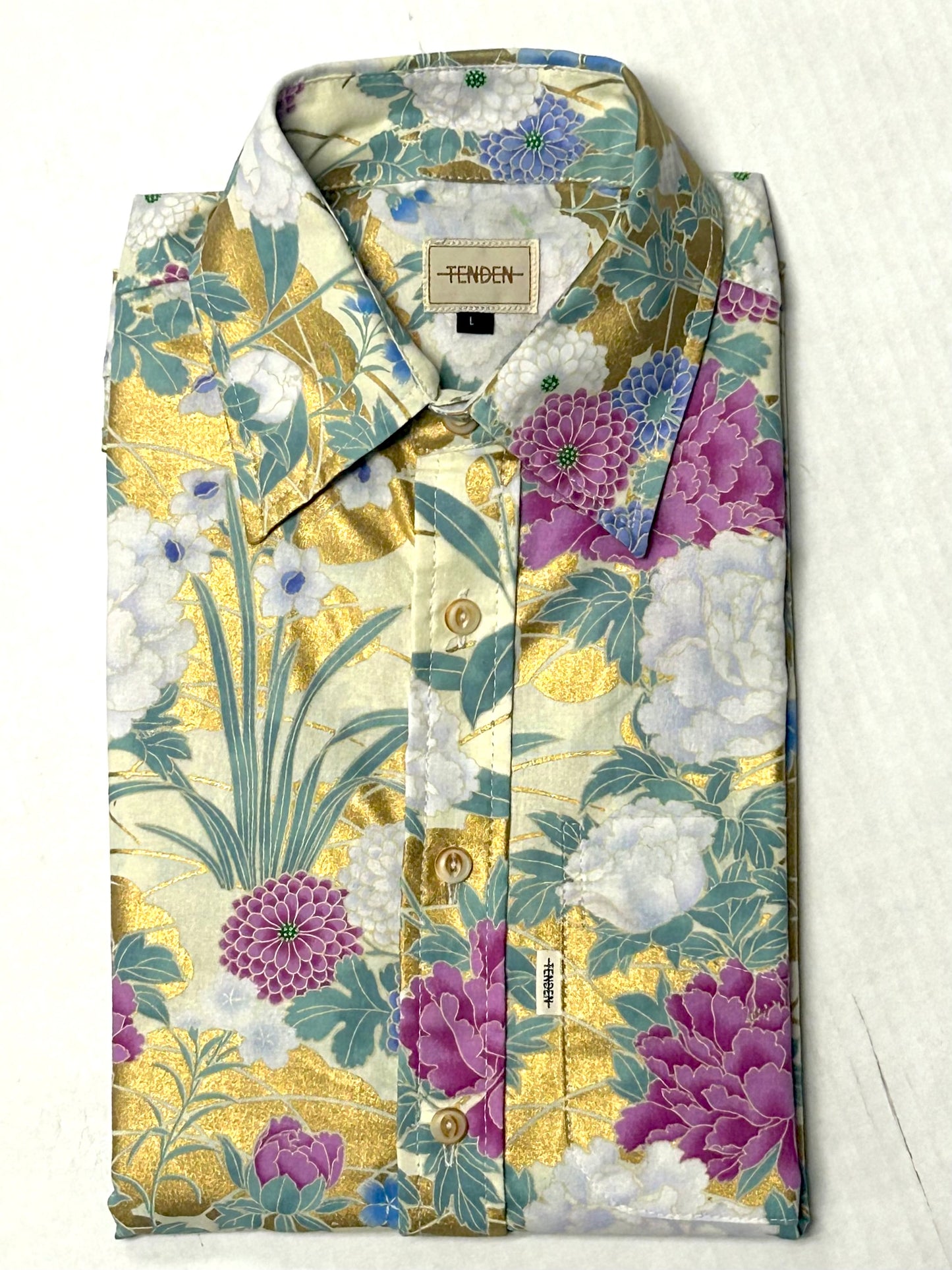 Peonies & Mums short sleeve shirt