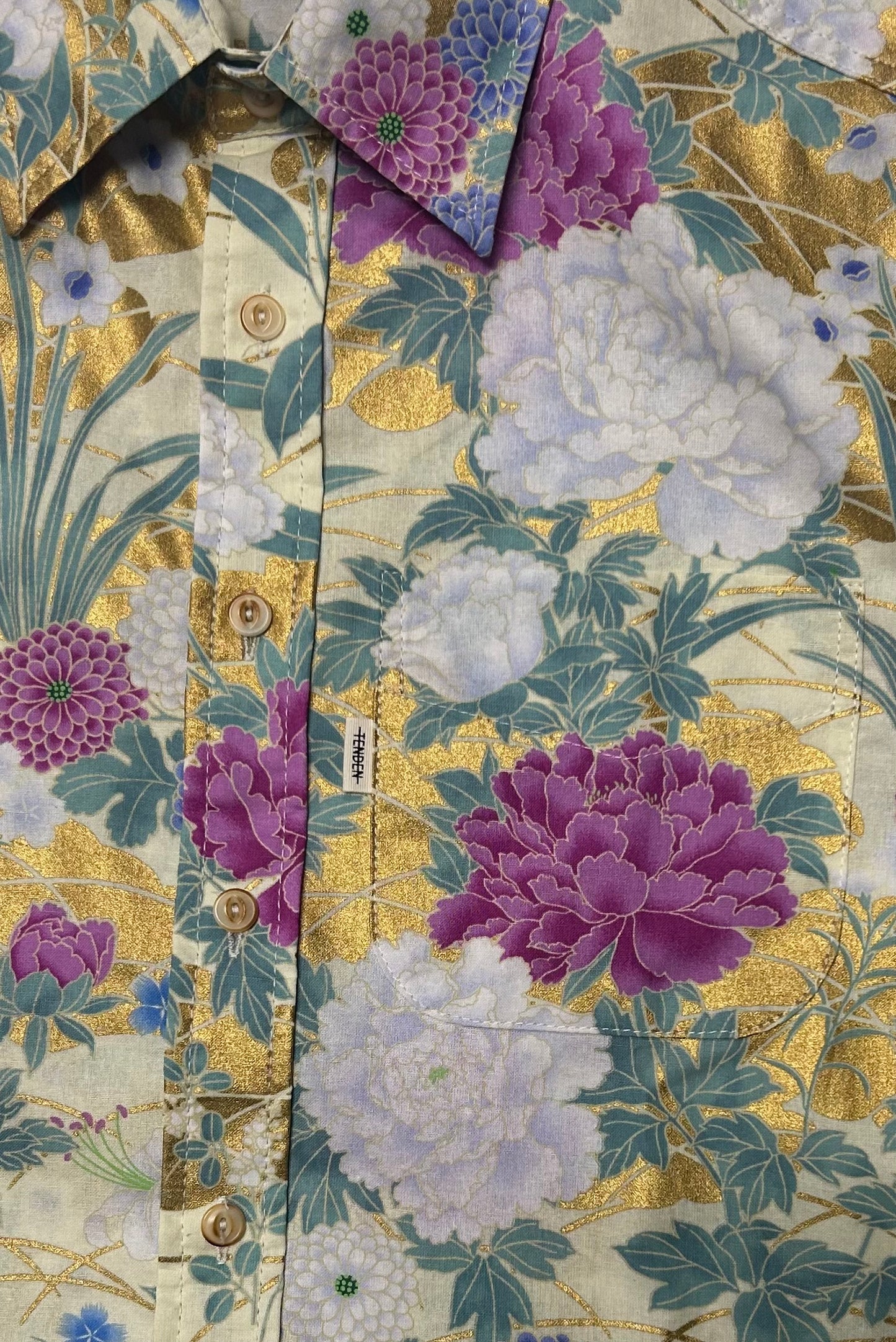 Peonies & Mums short sleeve shirt