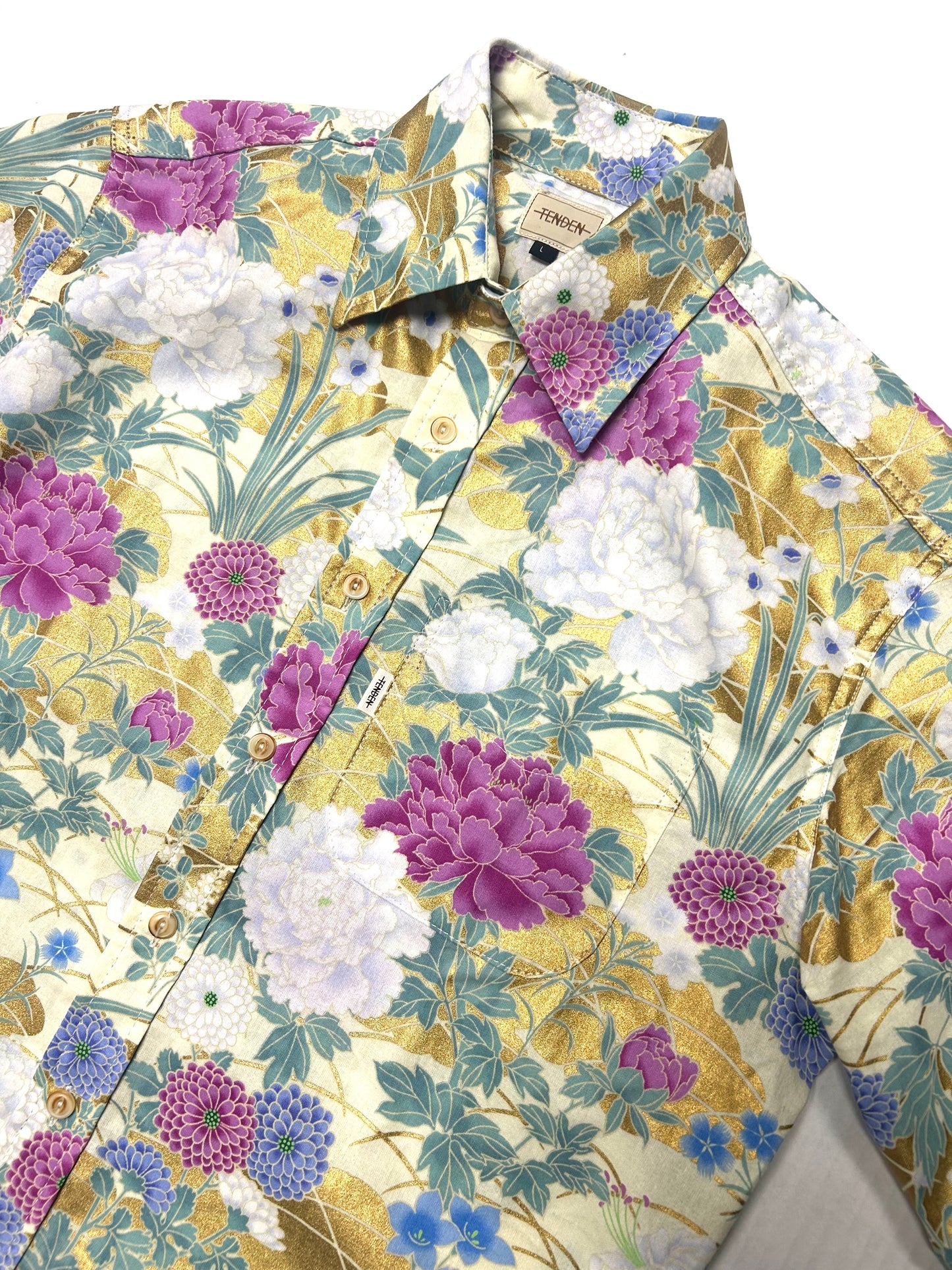 Peonies & Mums short sleeve shirt