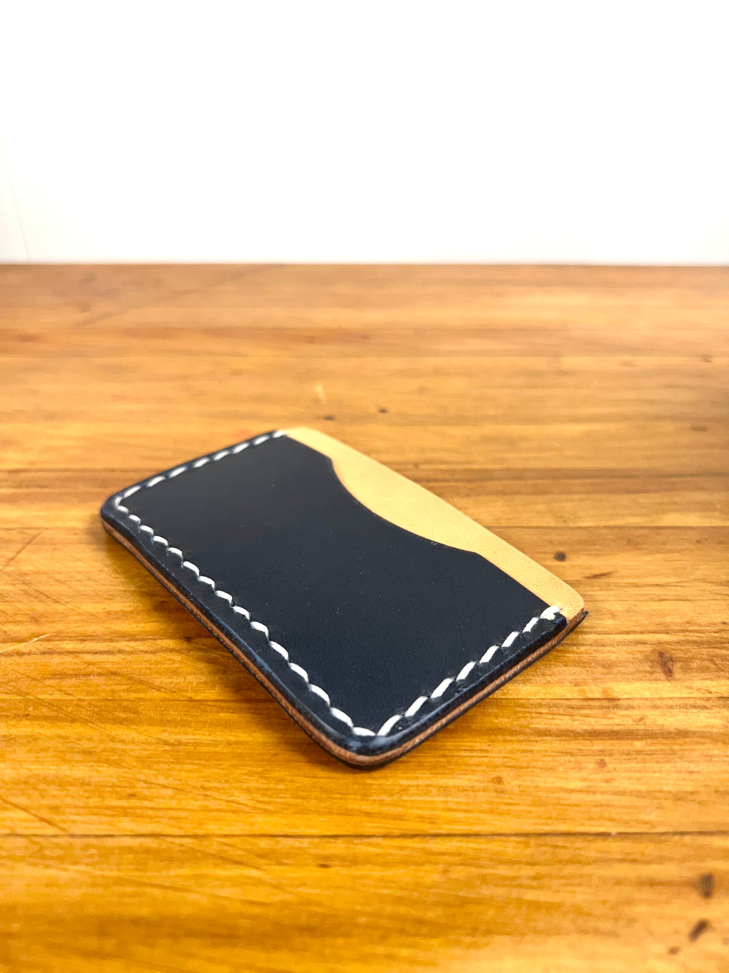 Leather Cardholder Navy/Natural